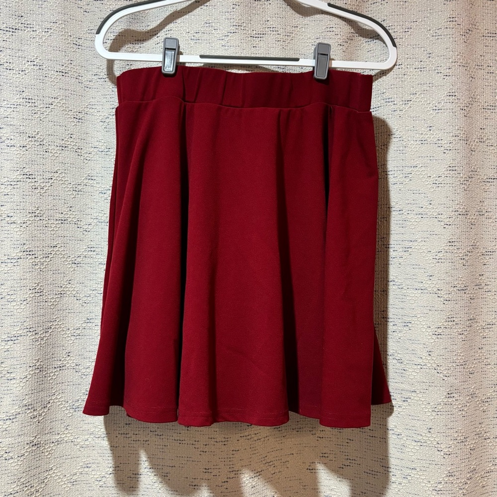 Red Plus-Size Skater Skirt / Skort with Inner Side Pocket